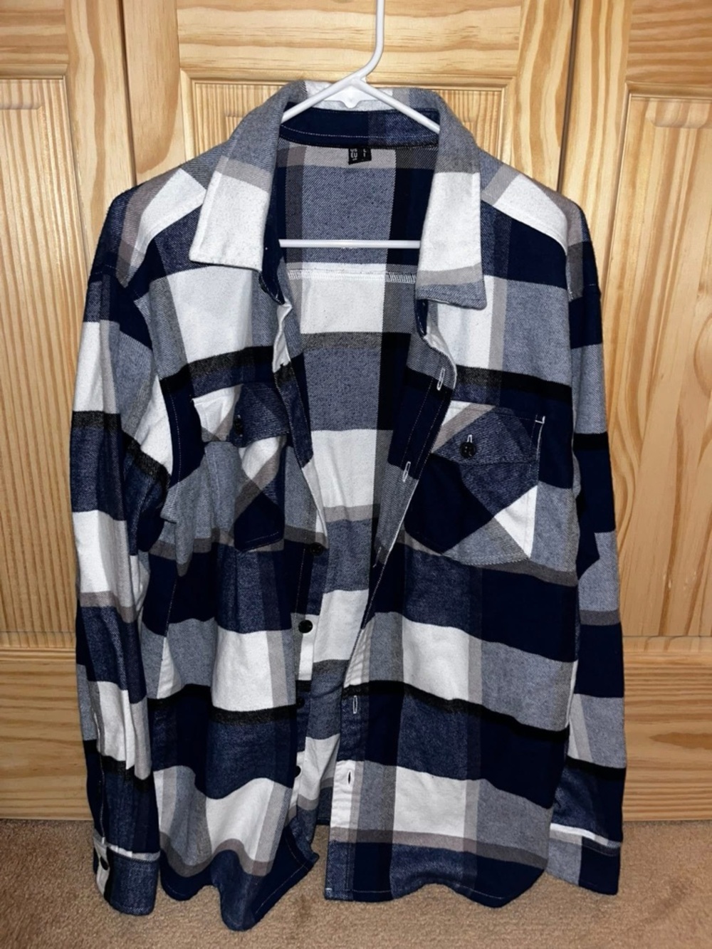 Amazon Navy & Gray Plaid Lightweight Shirt Jacket